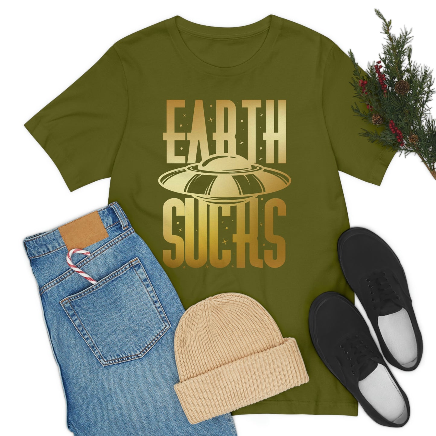 Earth Sucks Gold Font Unisex Jersey Short Sleeve Tee