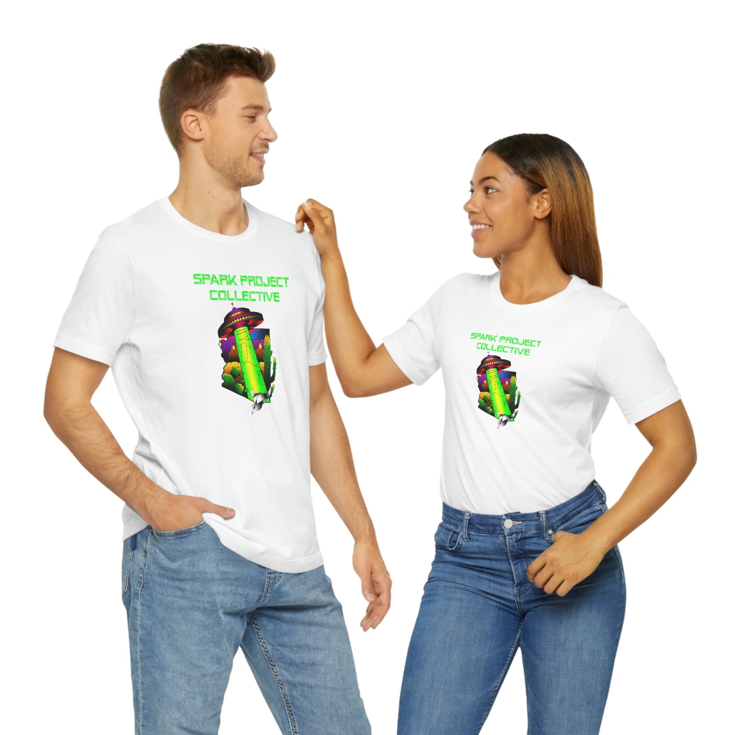 UFO Spark Green Font unisex jersey short sleeve tee