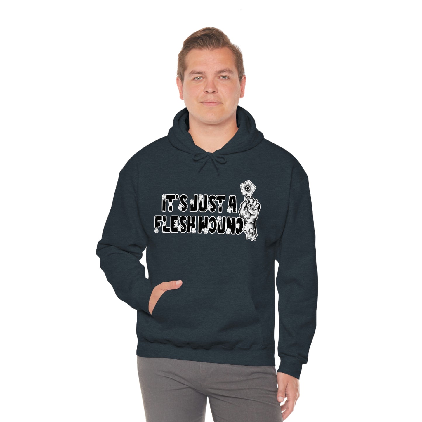 It's Just A Flesh Wound Dark Unisex Heavy Blend™ Hooded Sweatshirt