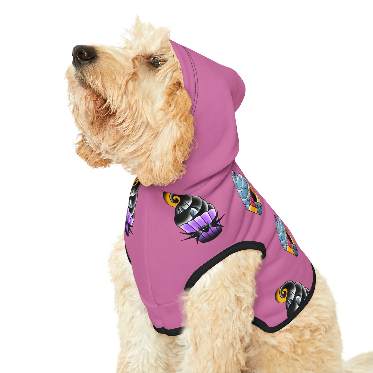 Jack and Sally Cupcake Pink Dog Hoodie