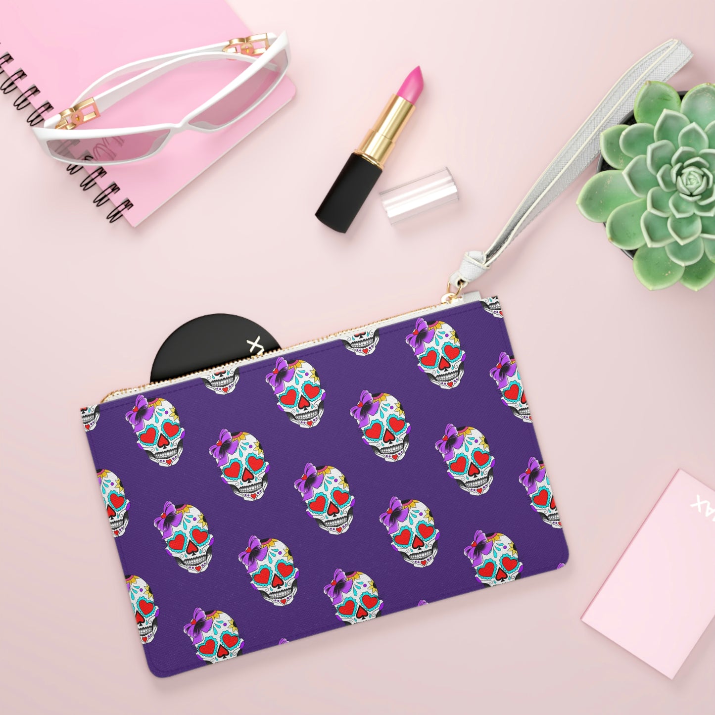 Lady Day of The Dead Purple Clutch Bag