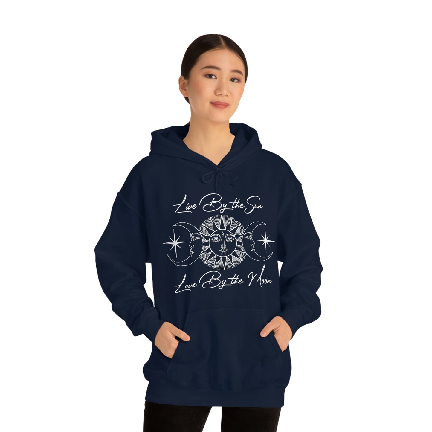 Live By the Sun White Font Unisex Heavy Blend™ Hooded Sweatshirt