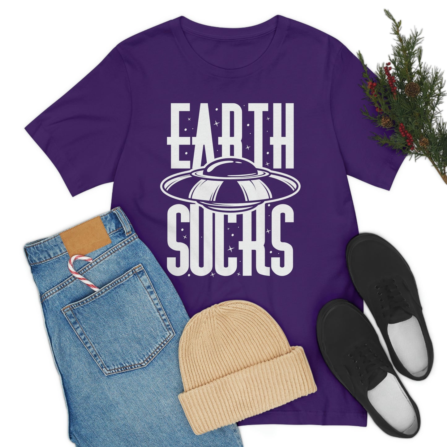 Earth Sucks White Font Unisex Jersey Short Sleeve Tee