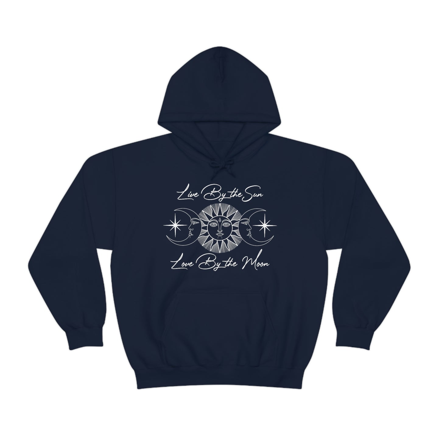 Live By the Sun White Font Unisex Heavy Blend™ Hooded Sweatshirt