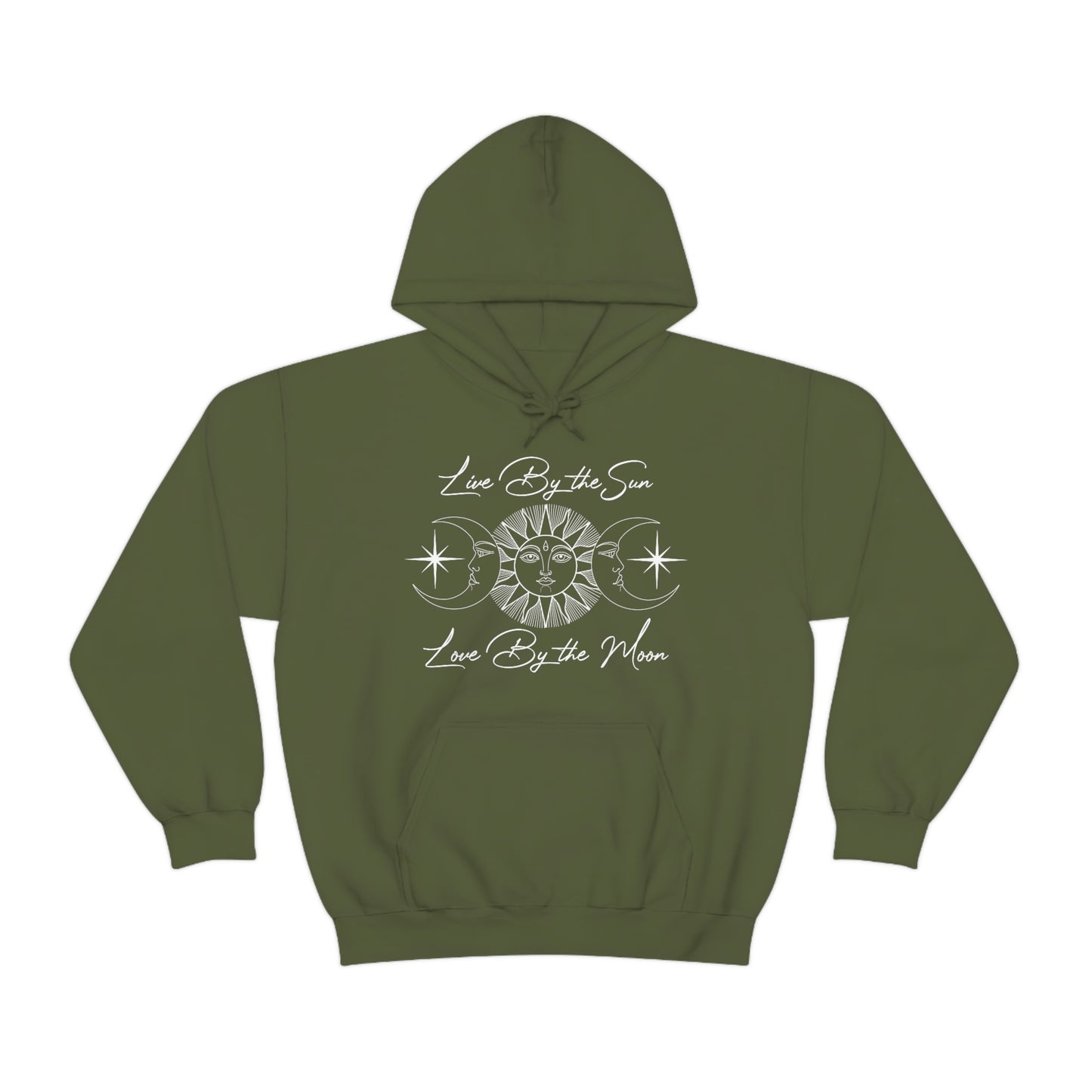 Live By the Sun White Font Unisex Heavy Blend™ Hooded Sweatshirt