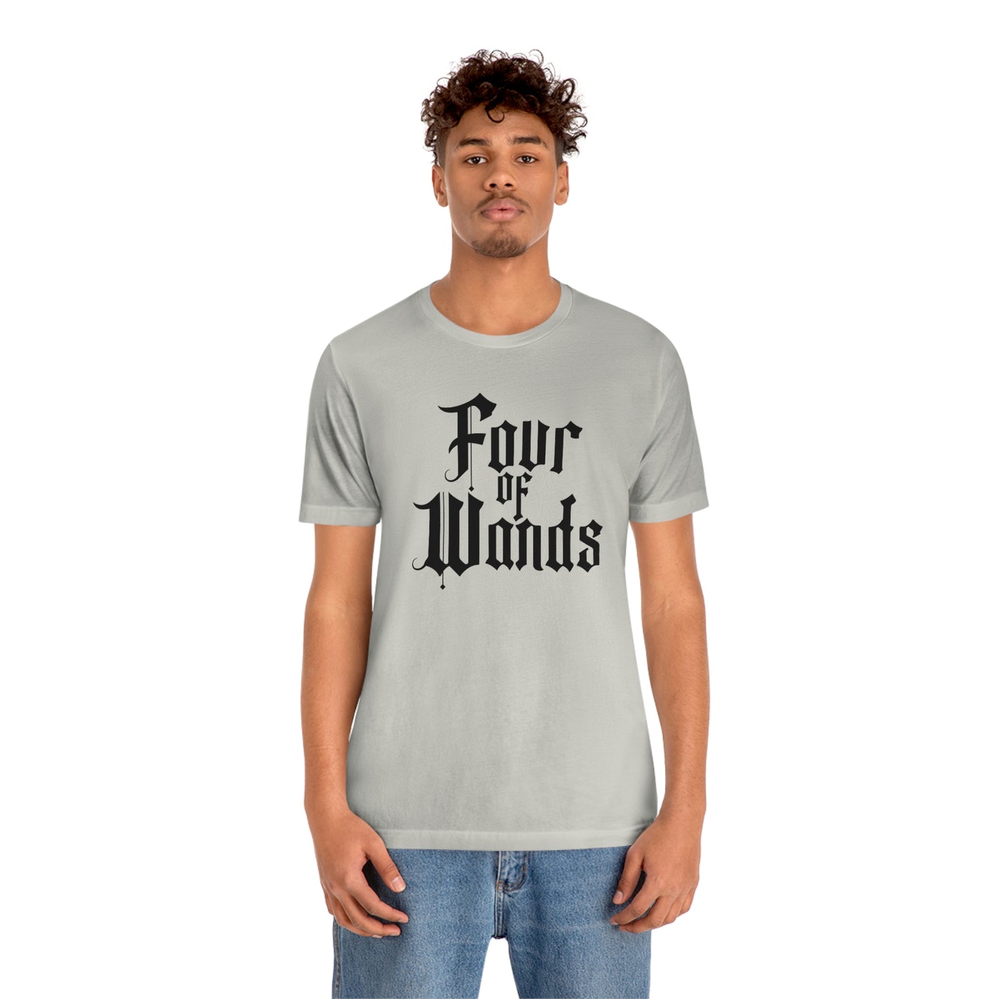 Four of Wands Black Logo Unisex Jersey Short Sleeve Tee