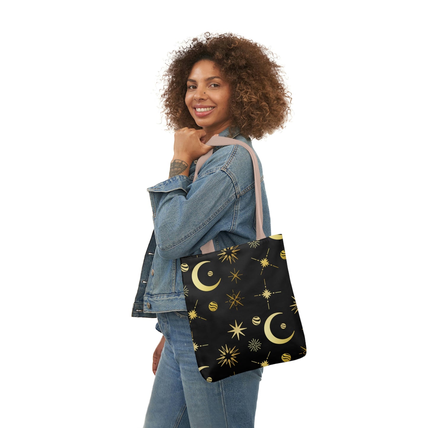 Moon and Stars AOP Polyester Canvas Tote Bag